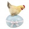 Dekorace Slepička na vajíčku - 9*7*12 cm Barva: modrá, žlutáMateriál: PolyresinHmotnost: 0,146 kg