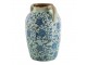 Dekorativní váza s modrými květy a uchy Tapp - 16*15*24 cm