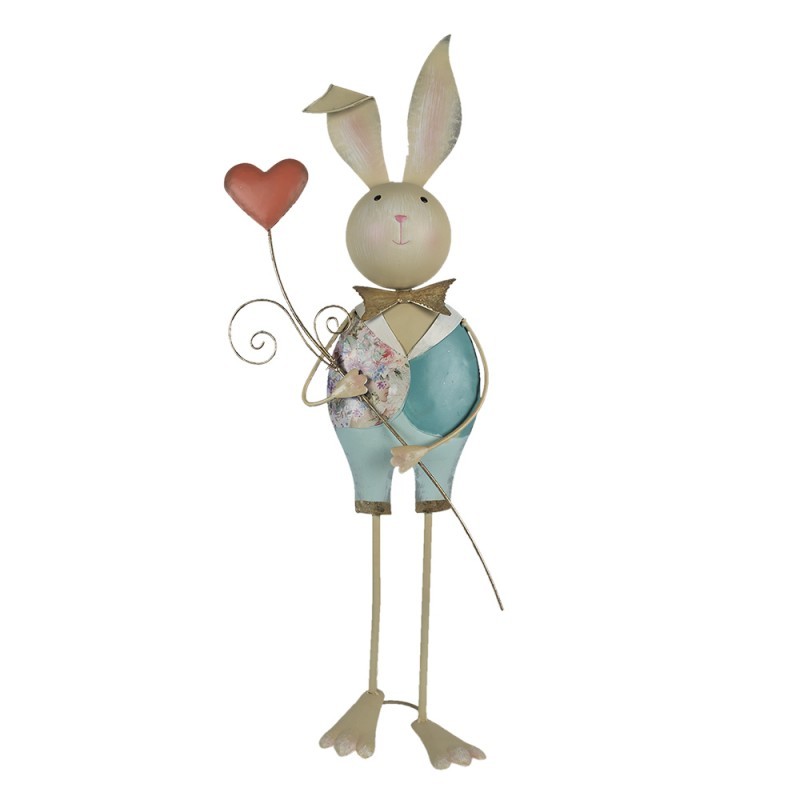 Kovová dekorace králík se srdíčkem - 28*17*83 cm Clayre & Eef