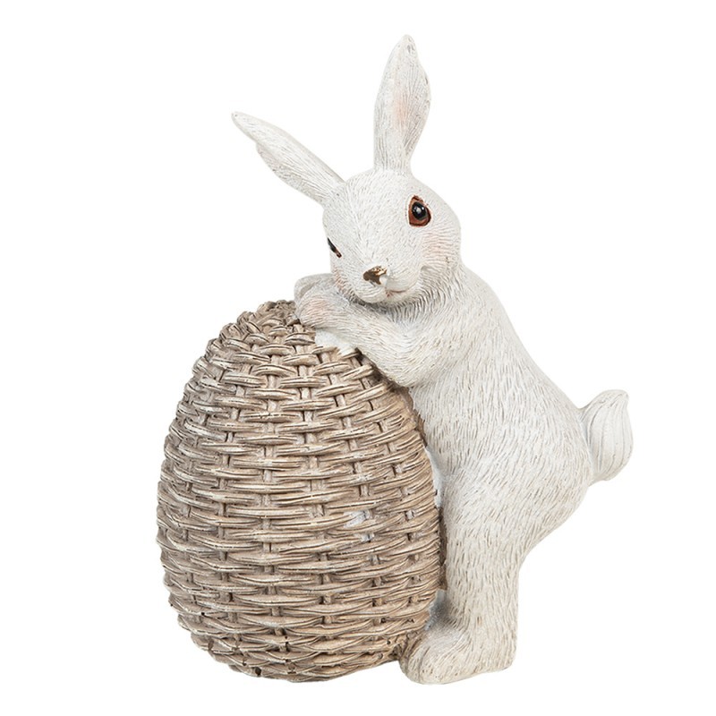 Dekorace králíček s proutěným vajíčkem - 8*5*11 cm Clayre & Eef