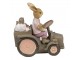 Dekorace králíček s kuřátkem na traktoru - 13*7*12 cm