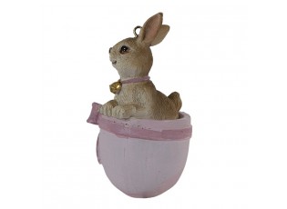 Závěsná dekorace králíček ve vajíčku s mašlí - 5*4*8 cm