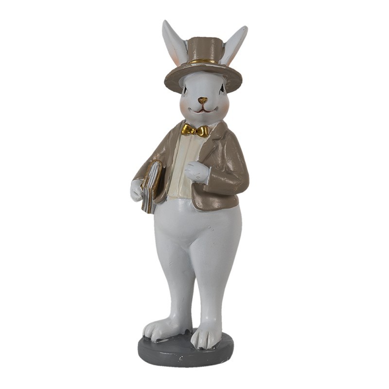 Dekorace králík v saku s knihou - 5*5*15 cm Clayre & Eef
