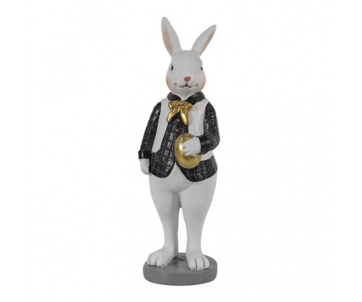 Dekorace králík v košili držící zlaté vajíčko - 5*5*15 cm