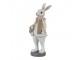 Dekorace králík v béžovém kabátku a měšcem - 5*5*15 cm