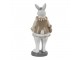 Dekorace králík v béžovém kabátku a měšcem - 5*5*15 cm
