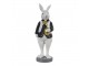 Dekorace králík v černé košili držící zlaté vajíčko - 7*7*20 cm