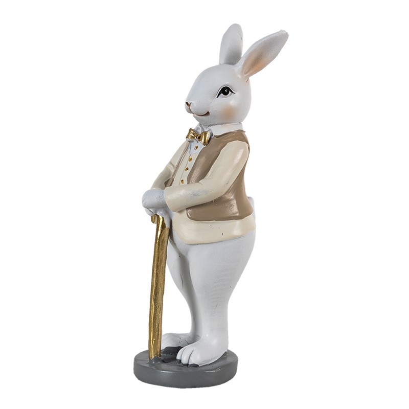 Dekorace králík v béžové košili a zlatou holí - 5*5*15 cm
