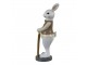Dekorace králík v béžové košili se zlatou holí - 10*8*25 cm