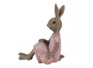 Dekorace sedící králičí slečna s malovaným vajíčkem - 10*6*12 cm