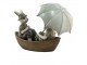 Dekorace králíci na loďce s deštníkem - 14*10*12 cm