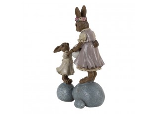 Dekorace králíčci na kamenech držící vajíčko - 10*6*17 cm