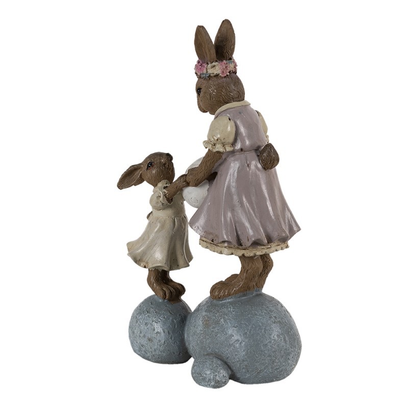 Dekorace králíčci na kamenech držící vajíčko - 10*6*17 cm