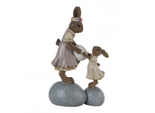 Dekorace králíčci na kamenech držící vajíčko - 10*6*17 cm