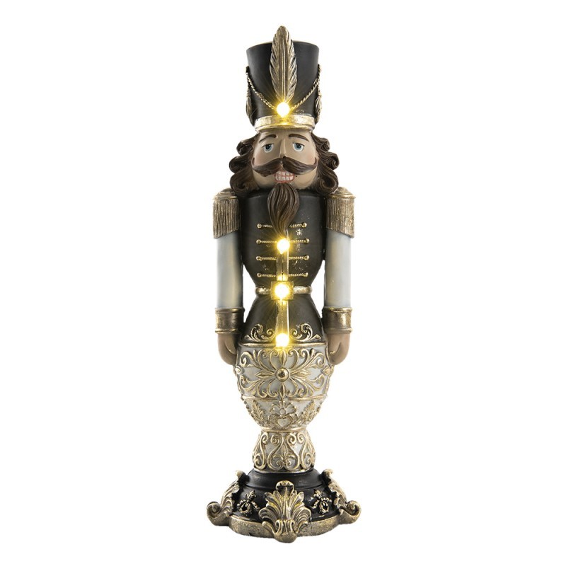 Dekorace louskáček v černém a LED světýlky - 19*19*58 cm
