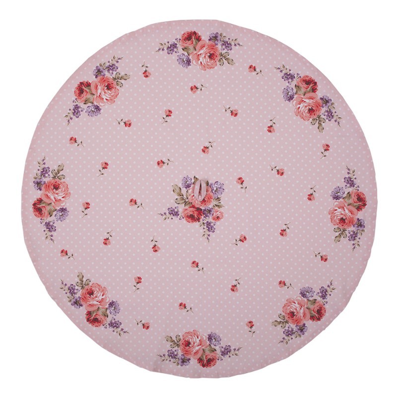 Růžová kulatá utěrka s růžemi Dotty Rose - Ø 80 cm