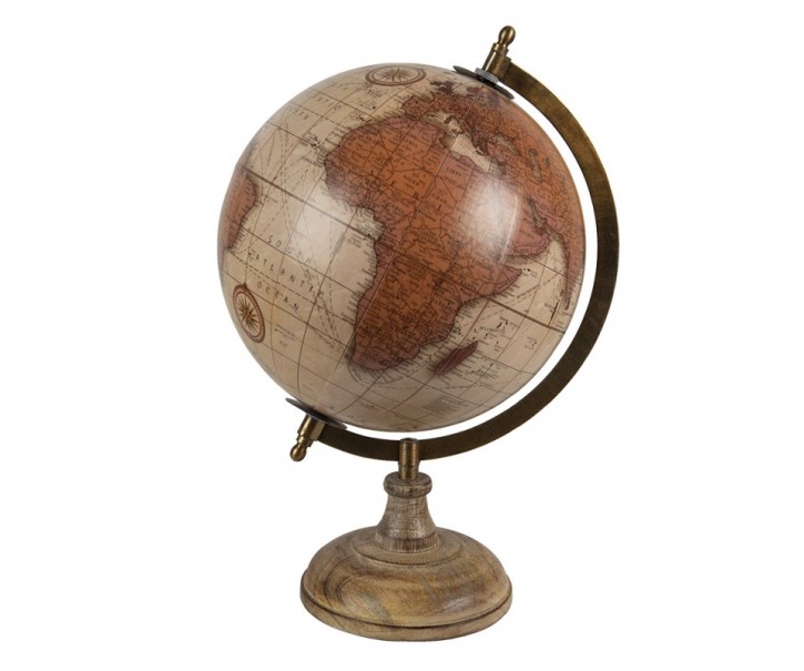 Béžovo-hnědý dekorativní glóbus na dřevěném podstavci Globe - 22*22*37 cm