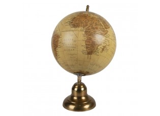 Žluto-hnědý dekorativní glóbus na dřevěném podstavci Globe - 22*22*37 cm