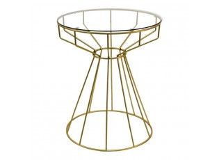 Zlatý odkládací stolek se skleněnou deskou Varion - Ø 50*60 cm