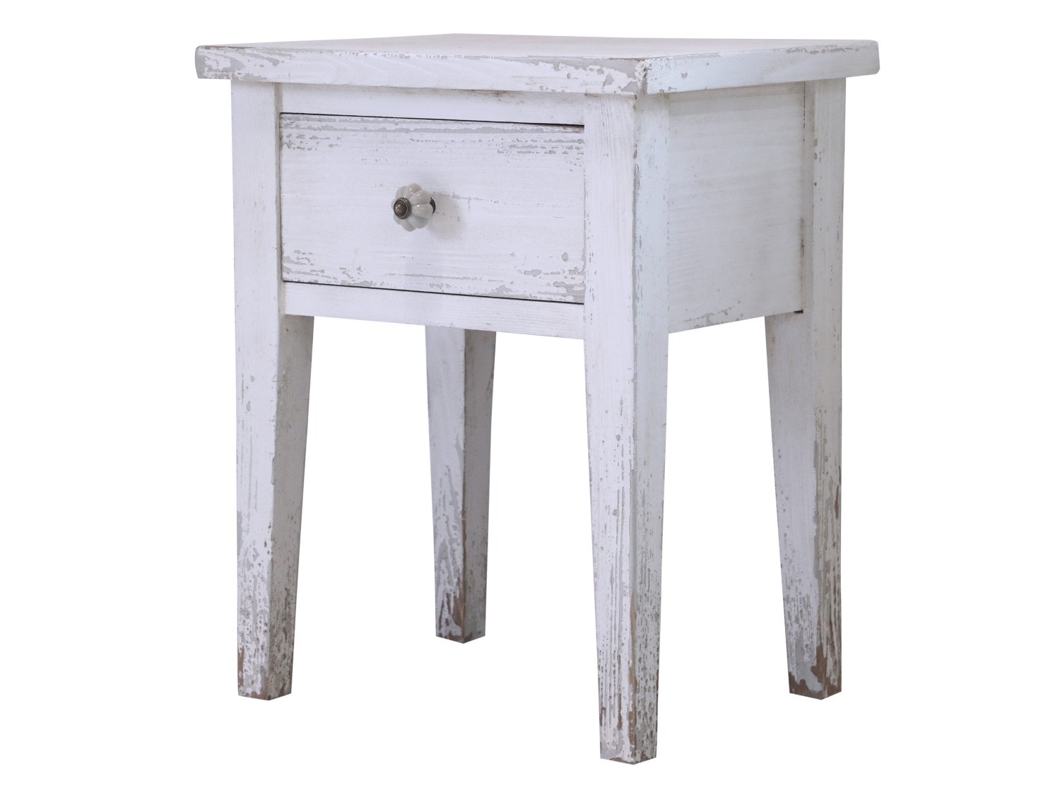 Bílý dřevěný retro noční stolek se šuplíkem Fabien - 42*32*52 cm Chic Antique