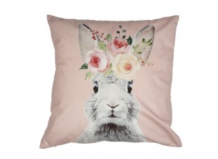 Růžový povlak na polštář s králíčkem - 45*45 cm