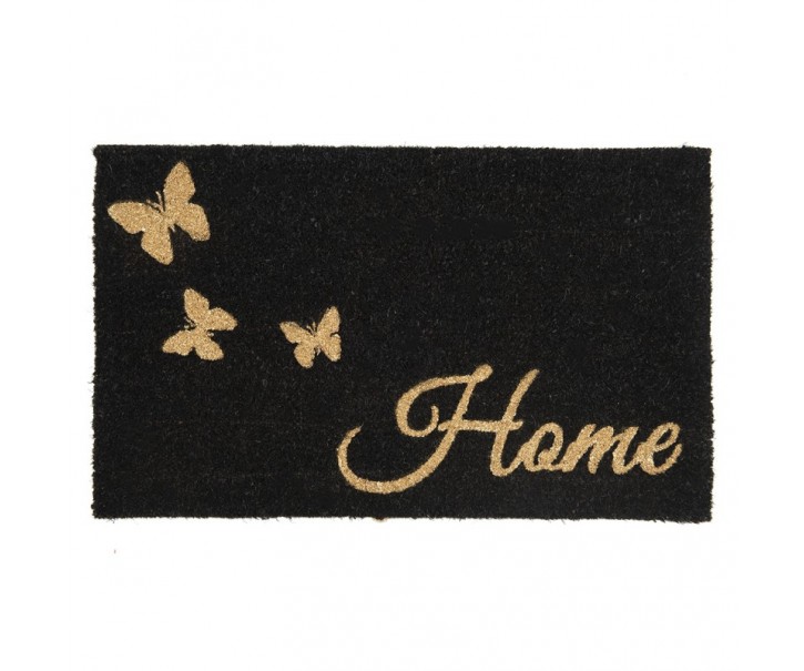 Černá kokosová rohožka s motýlky Home - 75*45*1 cm