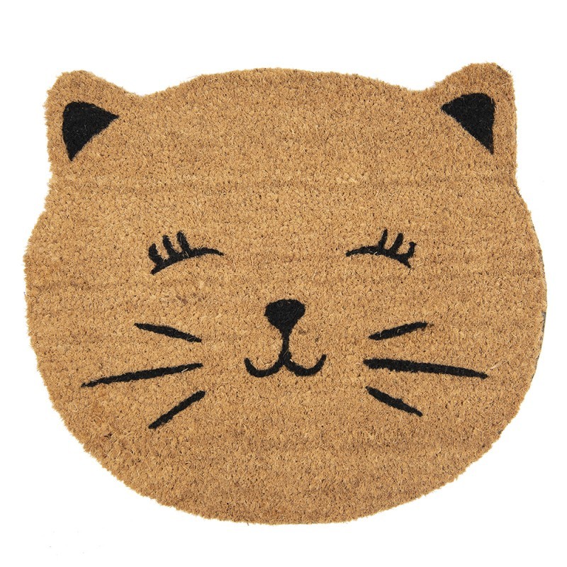 Levně Kulatá kokosová rohožka ve tvaru hlavy kočky - 50*44*1 cm MC229