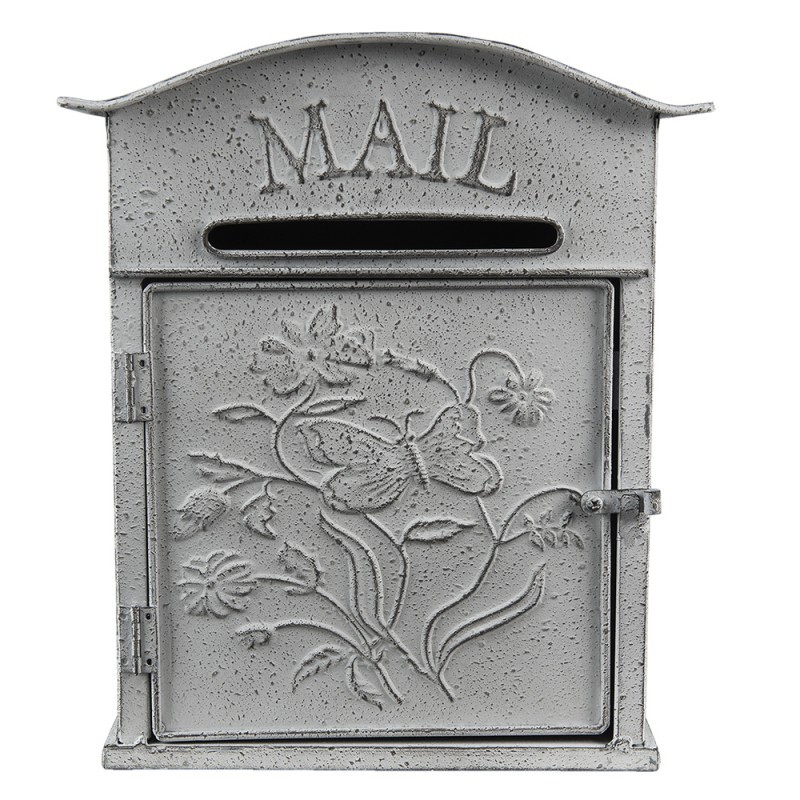 Světle šedá retro poštovní schránka Mail - 26*10*31 cm Clayre & Eef