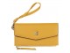 Žlutá koženková peněženka Clara se zlatou ozdobou - 20*10 cm