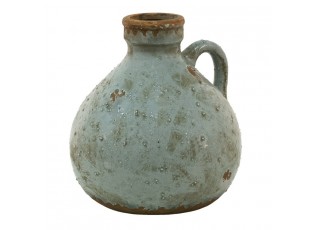 Šedá keramická dekorativní váza s ouškem - 15*15*16 cm