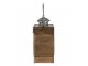 Hnědá antik dřevěná lucerna s kovovými detaily Paat - 16*12*28 cm
