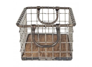 Drátěný košík s dřevěným dnem Filli - 34*24*16 cm
