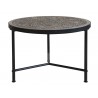 Kovový konferenční stůl s dřevěnou deskou s ornamenty Coffee - Ø 60*41cm Materiál : kov, borovicové dřevoBarva : černá antik, dřevěná antik