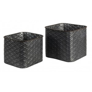 2ks zinkový antik dekorační obal na květináč - 20*20*17 / 18*18*14 cm