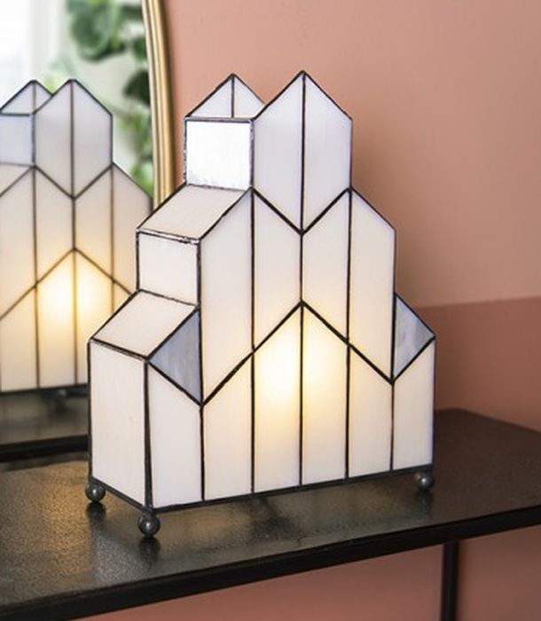 Stolní lampa Tiffany v neobvyklém tvaru Crame - 30*4*25 cm