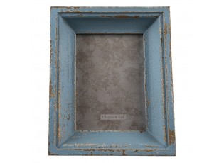 Modrý dřevěný fotorámeček s odřením - 21*5*26 cm / 13*17 cm