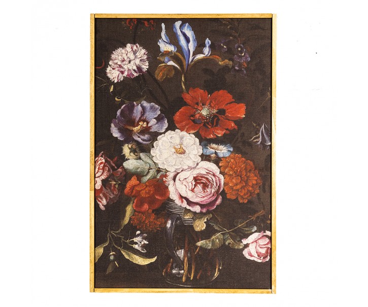 Vintage obraz květiny v dřevěném rámu - 40*3*60 cm