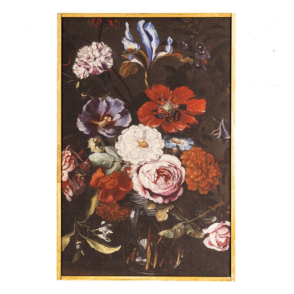 Vintage obraz květiny v dřevěném rámu - 40*3*60 cm 50618