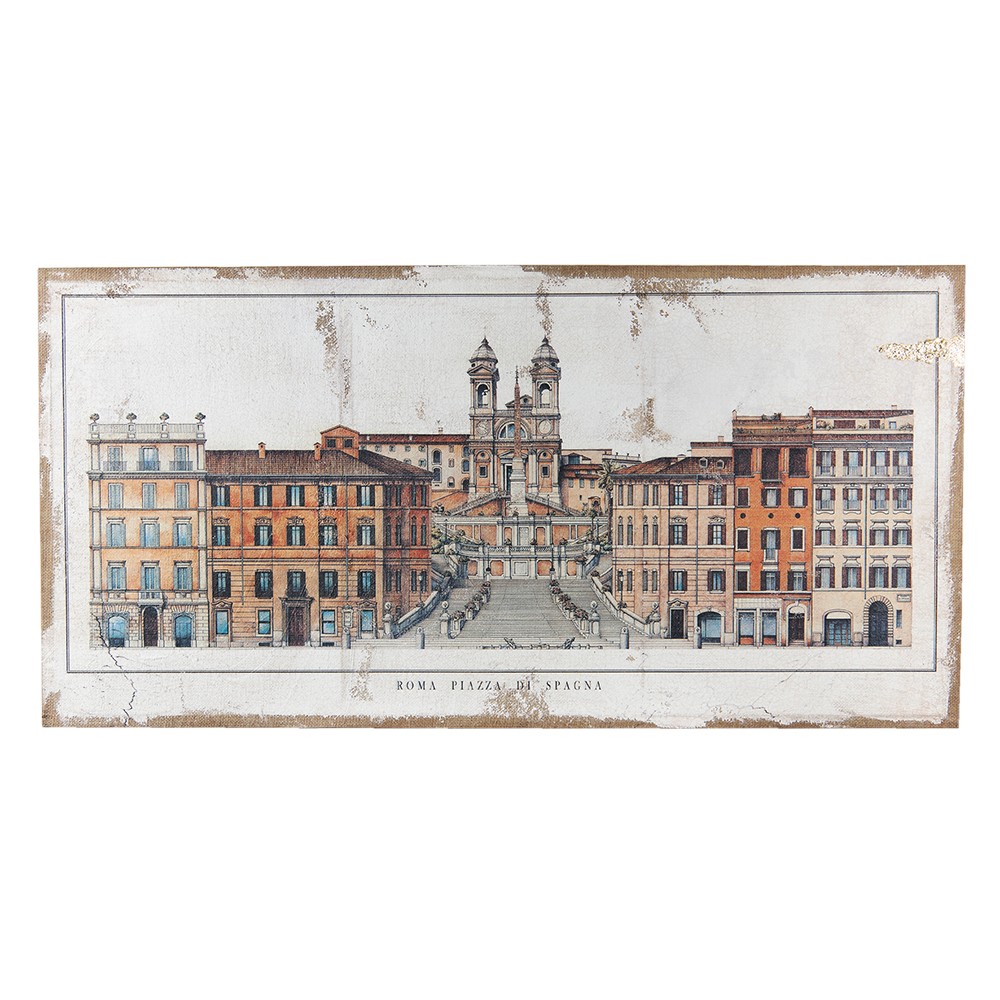 Levně Vintage obraz na jutě Roma Piazza - 120*3*60 cm 50624