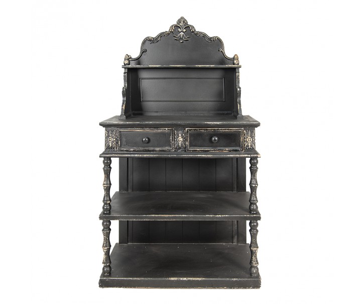 Černý antik dřevěný stolek se šuplíčky ke stěně Miloé - 81*41*142 cm