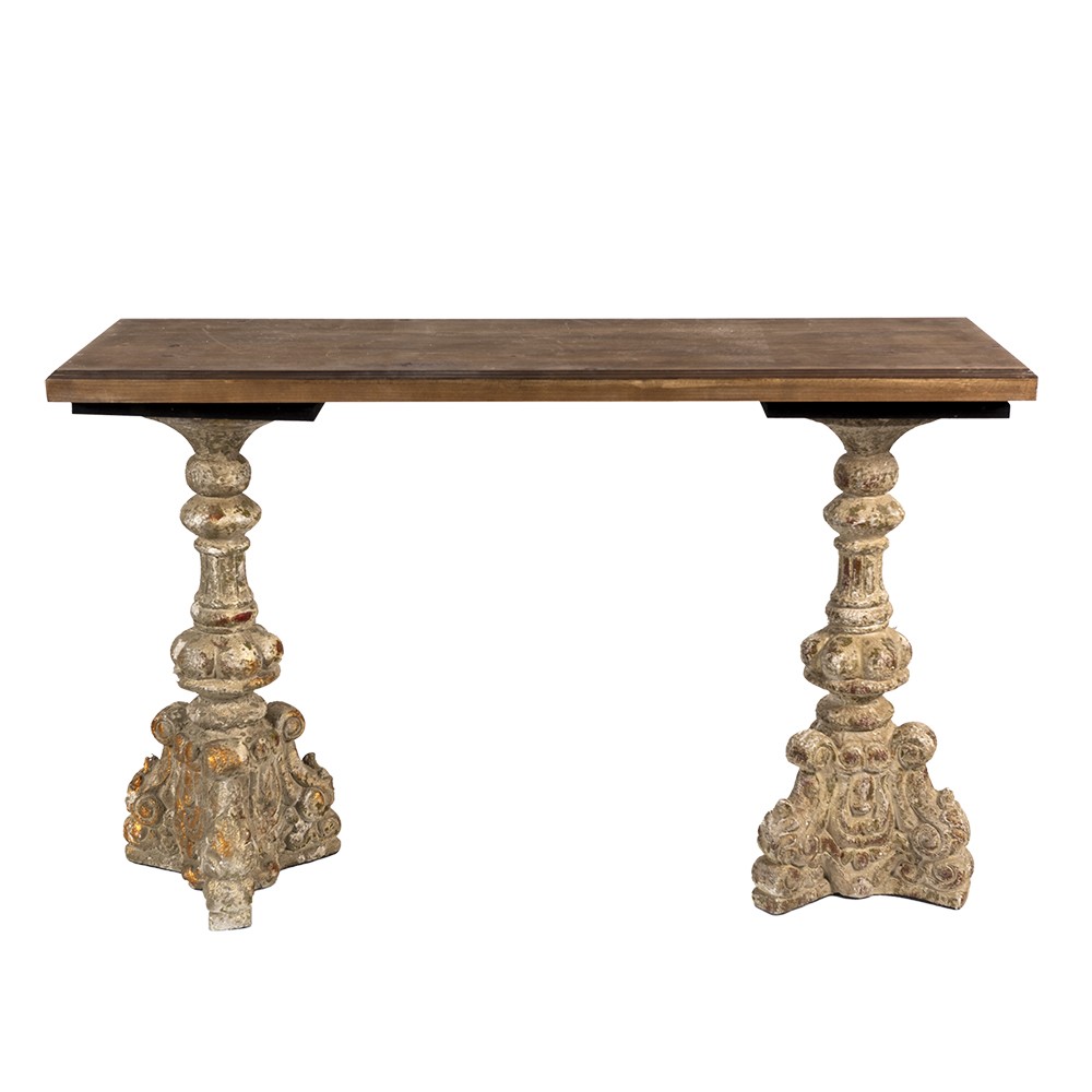 Hnědý konzolový stůl se zdobenými nohami Christine - 120*40*77 cm Clayre & Eef