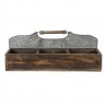 Hnědý úložný box se 6ti boxy a rukojetí - 60*32*22 cm