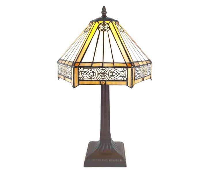 Krémová stolní Tiffany lampa - Ø 31*43 cm E27/max 1*40W Clayre & Eef