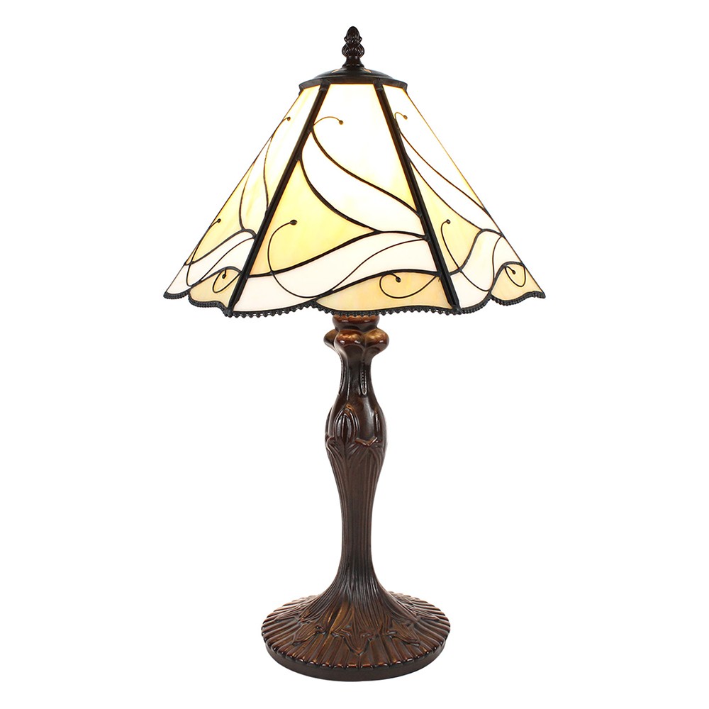 Levně Béžová stolní lampa Tiffany Rio - Ø 31*43 cm E27/max 1*40W 5LL-6189