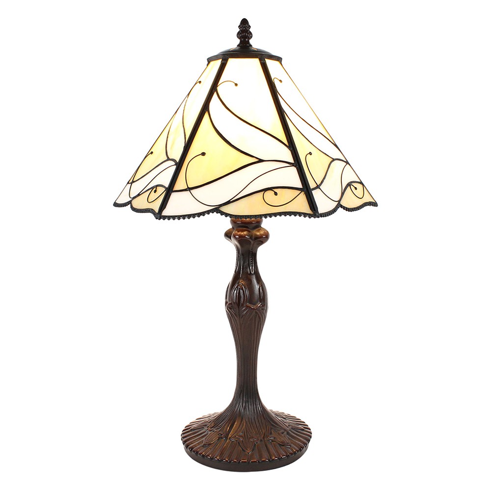 Béžová stolní lampa Tiffany Rio - Ø 31*43 cm E27/max 1*40W