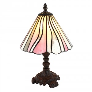 Béžovo-růžová stolní lampa Tiffany Tasia - Ø 20*34 cm E14/max 1*25W