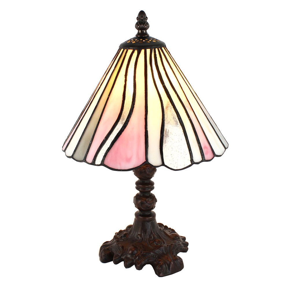 Béžovo-růžová stolní lampa Tiffany Tasia - Ø 20*34 cm E14/max 1*25W 5LL-6193