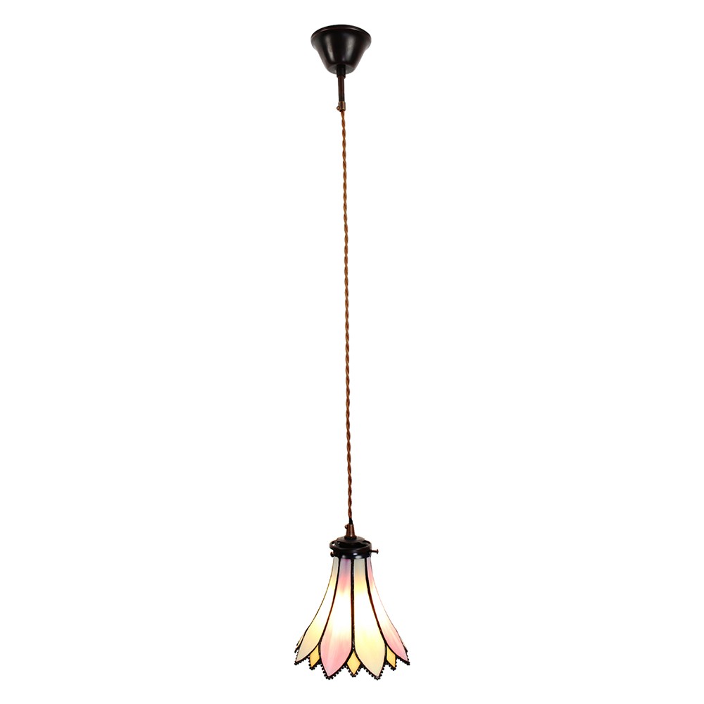 Závěsná lampa Tiffany Folwia pink - Ø 15*115 cm E14/max 1*25W