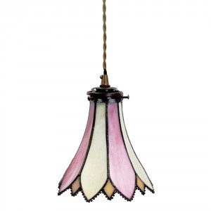 Závěsná lampa Tiffany Flower pink - Ø 15*115 cm E14/max 1*25W