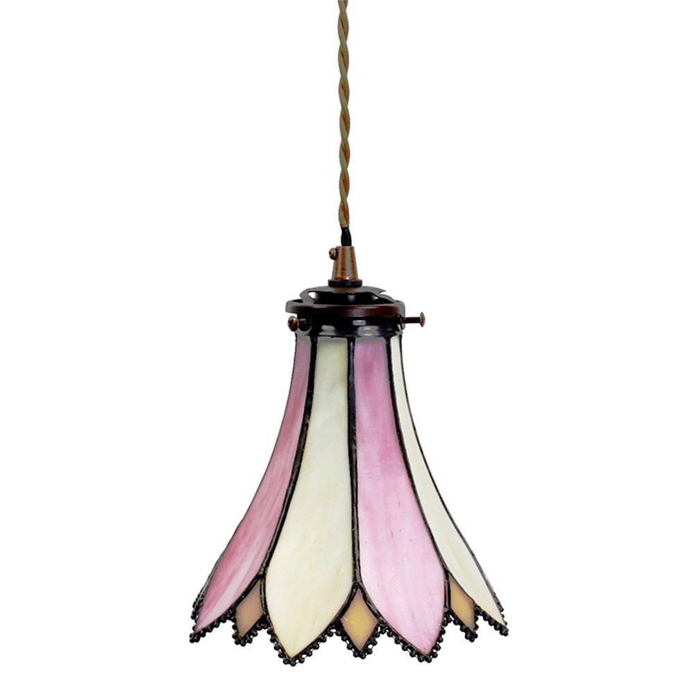 Závěsná lampa Tiffany Folwia pink - Ø 15*115 cm E14/max 1*25W Clayre & Eef